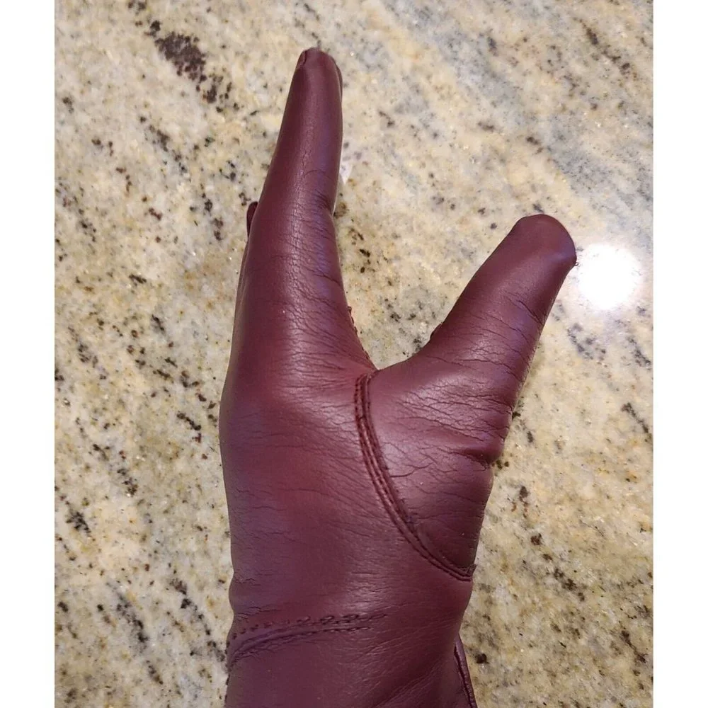 Vintage Size S/M Rusty Brown Sears Faux Leather Knit Lined Driving Gloves